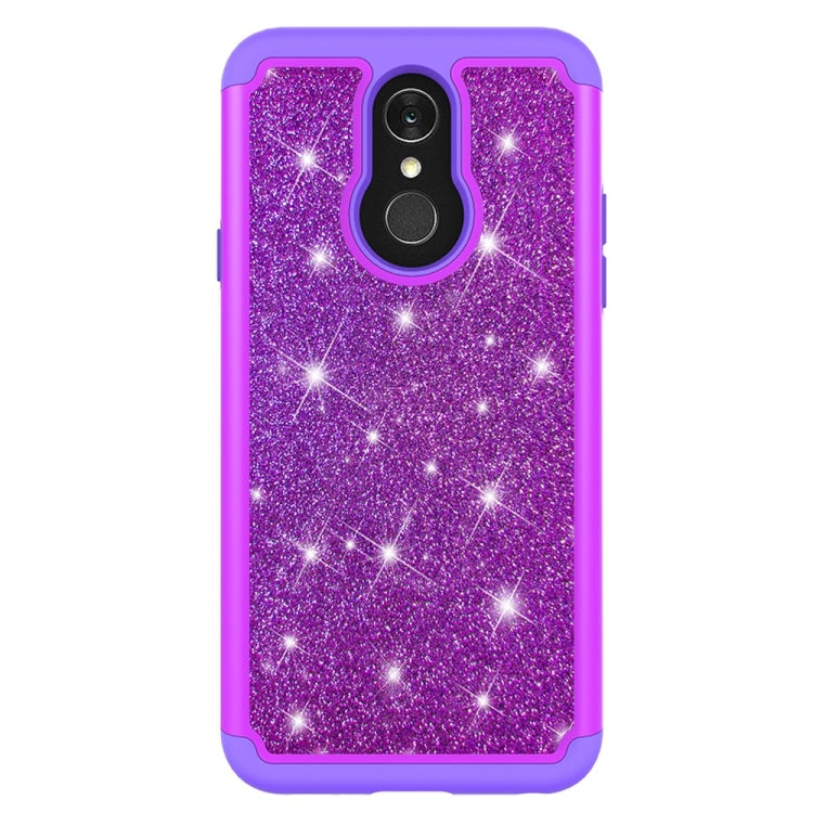 Glitter Powder Contrast Skin Shockproof Silicone + PC Protective Case for LG Q7 / Q7 Plus