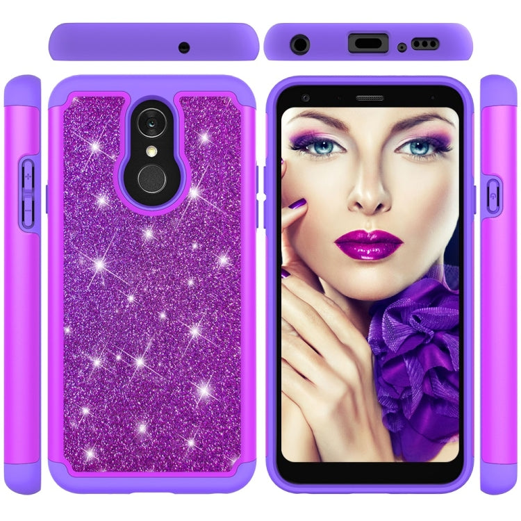 Glitter Powder Contrast Skin Shockproof Silicone + PC Protective Case for LG Q7 / Q7 Plus