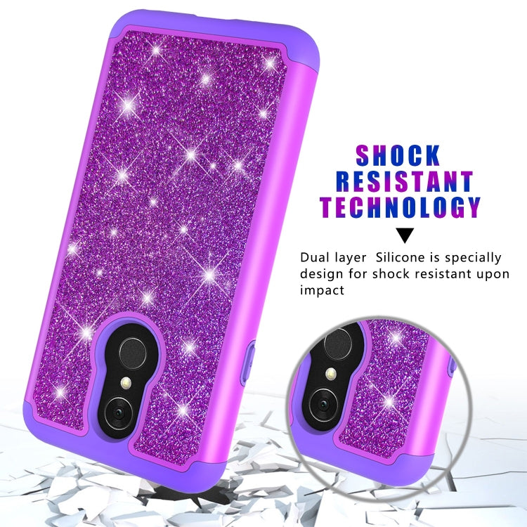 Glitter Powder Contrast Skin Shockproof Silicone + PC Protective Case for LG Q7 / Q7 Plus