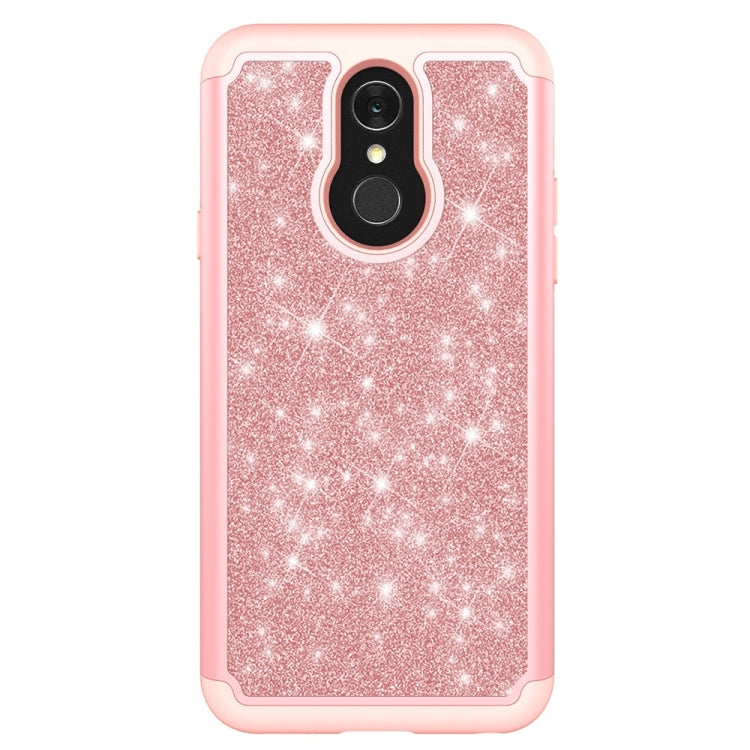 Glitter Powder Contrast Skin Shockproof Silicone + PC Protective Case for LG Q7 / Q7 Plus