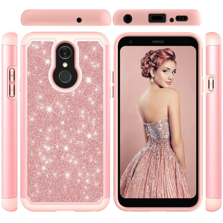 Glitter Powder Contrast Skin Shockproof Silicone + PC Protective Case for LG Q7 / Q7 Plus