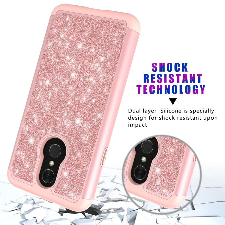 Glitter Powder Contrast Skin Shockproof Silicone + PC Protective Case for LG Q7 / Q7 Plus