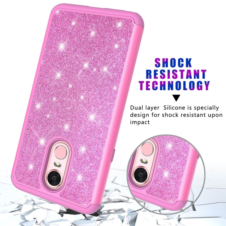 Glitter Powder Contrast Skin Shockproof Silicone + PC Protective Case for LG Stylo 4 / Q Stylus