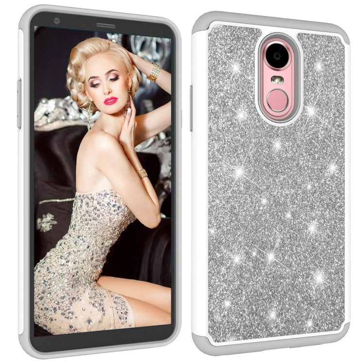 Glitter Powder Contrast Skin Shockproof Silicone + PC Protective Case for LG Stylo 4 / Q Stylus
