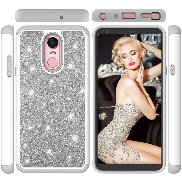 Glitter Powder Contrast Skin Shockproof Silicone + PC Protective Case for LG Stylo 4 / Q Stylus