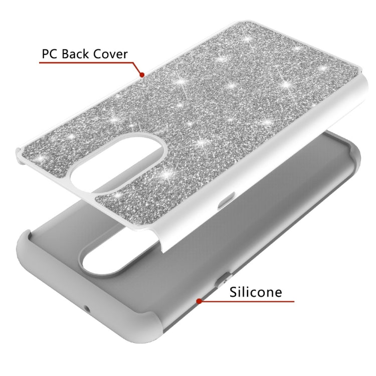 Glitter Powder Contrast Skin Shockproof Silicone + PC Protective Case for LG Stylo 4 / Q Stylus