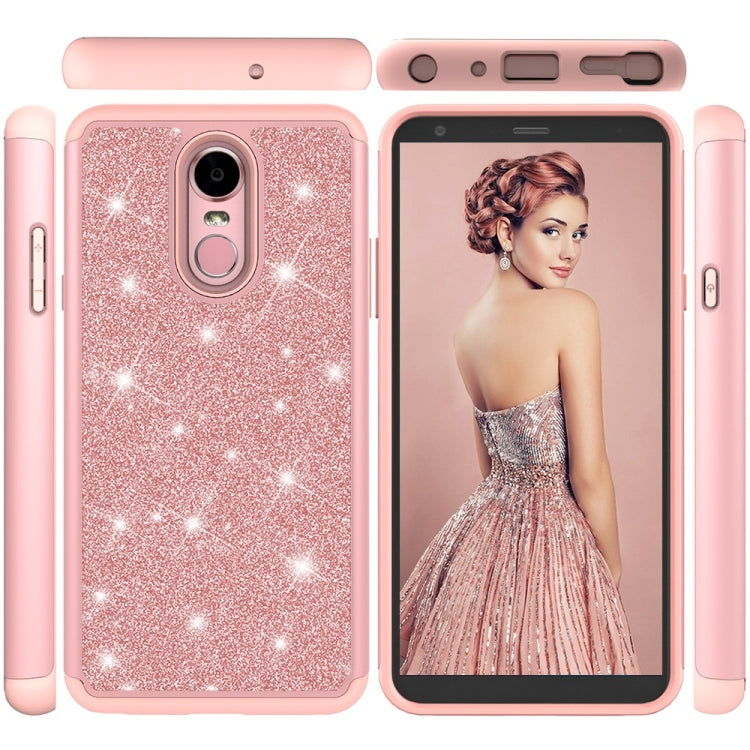 Glitter Powder Contrast Skin Shockproof Silicone + PC Protective Case for LG Stylo 4 / Q Stylus