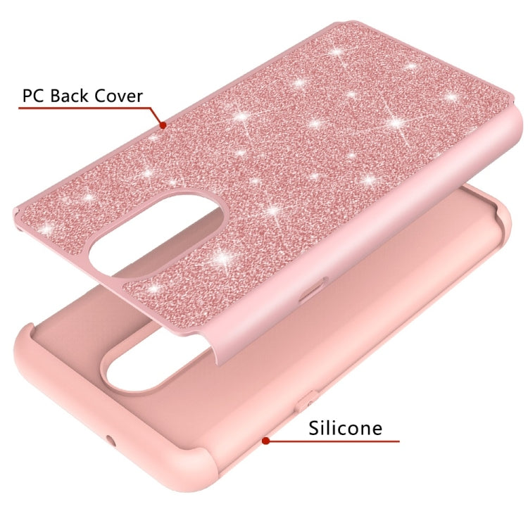 Glitter Powder Contrast Skin Shockproof Silicone + PC Protective Case for LG Stylo 4 / Q Stylus