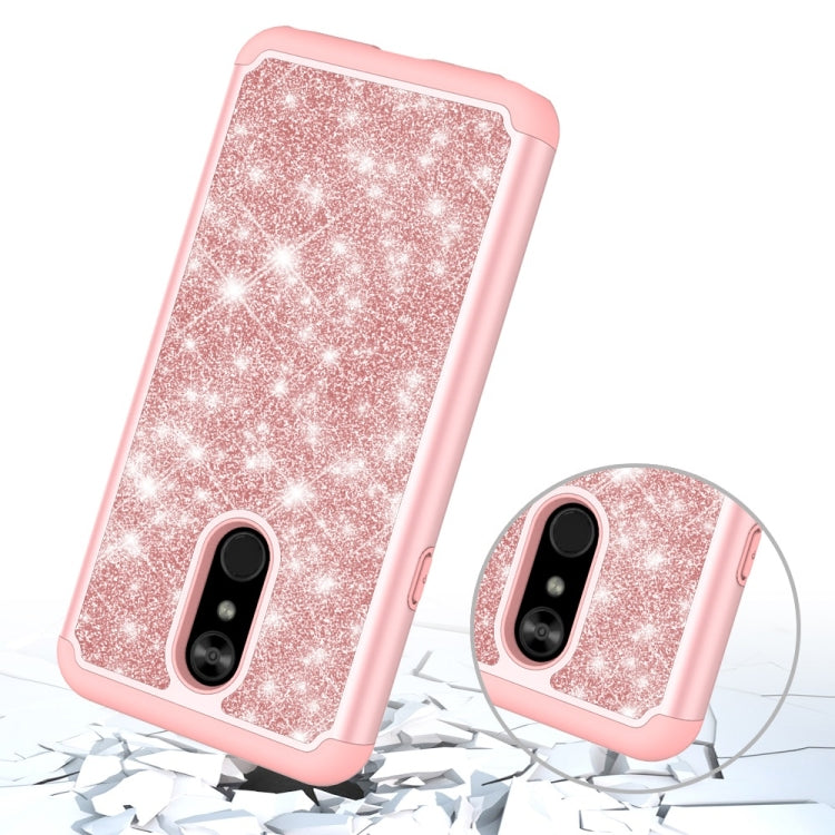 Glitter Powder Contrast Skin Shockproof Silicone + PC Protective Case for LG Stylo 5