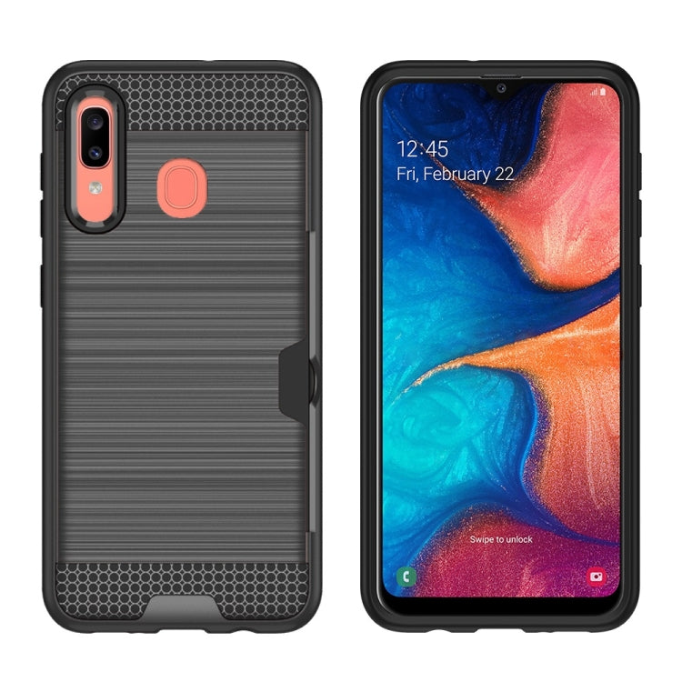 Brushed Texture PC + TPU Protective Case for Galaxy A20 / A30, with Card Slot