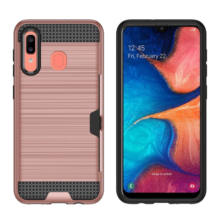 Brushed Texture PC + TPU Protective Case for Galaxy A20 / A30, with Card Slot