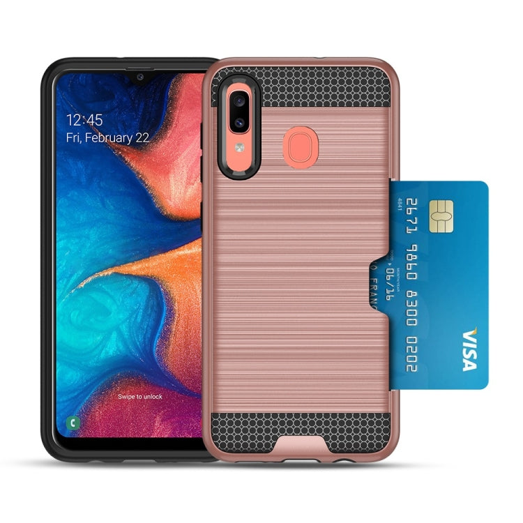 Brushed Texture PC + TPU Protective Case for Galaxy A20 / A30, with Card Slot