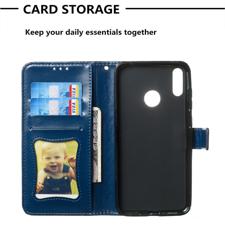 Pressed Printing Rattan Flower Pattern Horizontal Flip PU Leather Case for Huawei Y7 2019 / Enjoy 9, with Holder & Card Slots & Wallet & Photo Frame