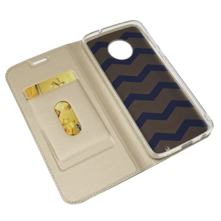 Electric Pressed Plain Texture Ultra-thin Magnetic Suction TPU + PU Leather Case for Motorola Moto G6 Plus, with Holder & Card Slot