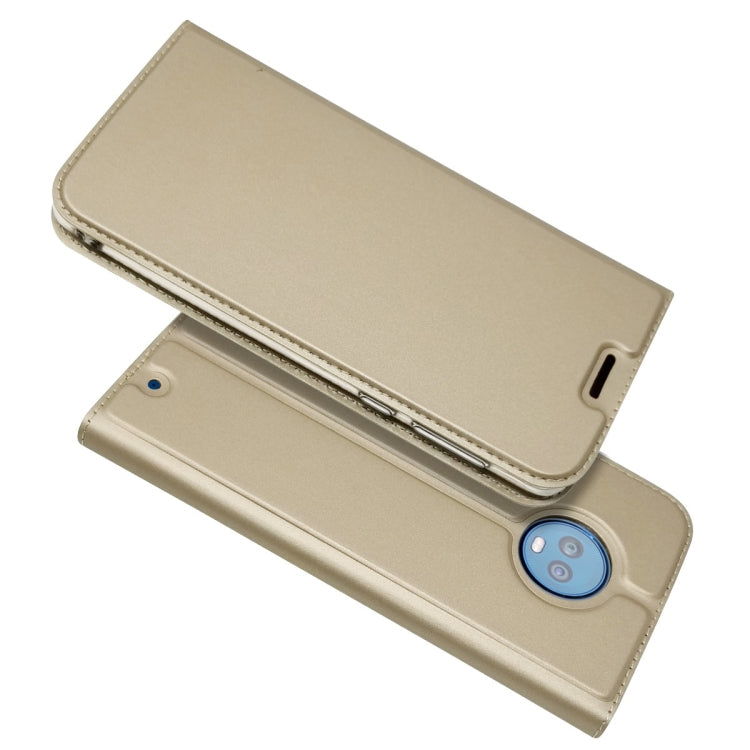 Electric Pressed Plain Texture Ultra-thin Magnetic Suction TPU + PU Leather Case for Motorola Moto G6 Plus, with Holder & Card Slot
