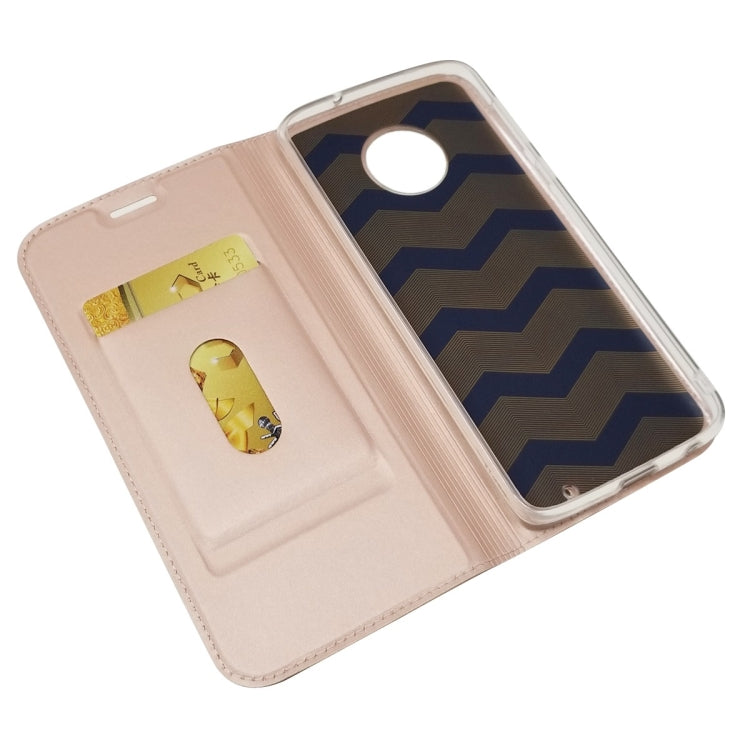 Electric Pressed Plain Texture Ultra-thin Magnetic Suction TPU + PU Leather Case for Motorola Moto G6 Plus, with Holder & Card Slot