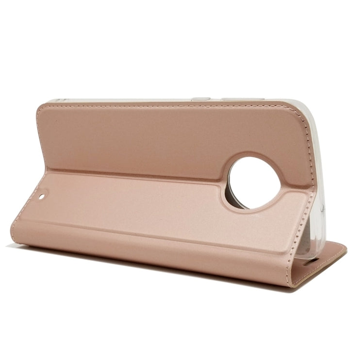 Electric Pressed Plain Texture Ultra-thin Magnetic Suction TPU + PU Leather Case for Motorola Moto G6 Plus, with Holder & Card Slot