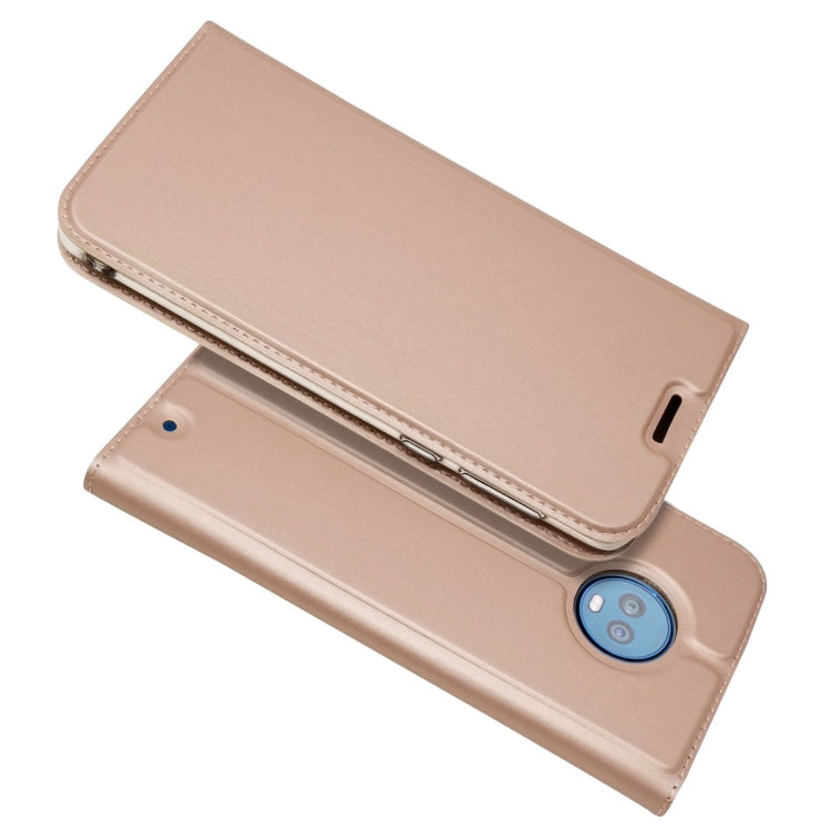 Electric Pressed Plain Texture Ultra-thin Magnetic Suction TPU + PU Leather Case for Motorola Moto G6 Plus, with Holder & Card Slot