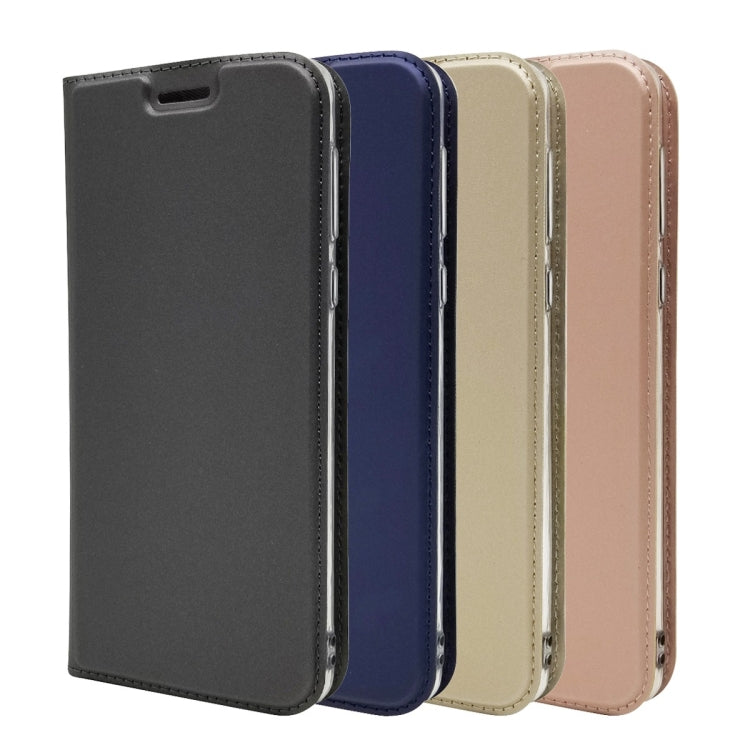 Electric Pressed Plain Texture Ultra-thin Magnetic Suction TPU + PU Leather Case for Motorola Moto G6 Plus, with Holder & Card Slot