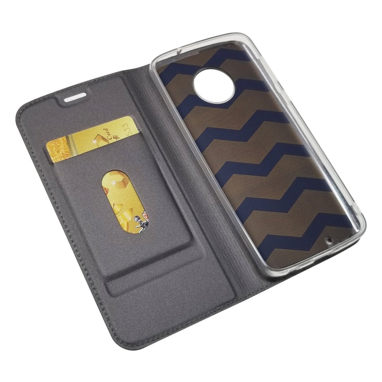 Electric Pressed Plain Texture Ultra-thin Magnetic Suction TPU + PU Leather Case for Motorola Moto G6, with Holder & Card Slot