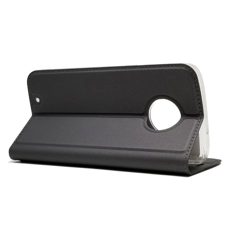 Electric Pressed Plain Texture Ultra-thin Magnetic Suction TPU + PU Leather Case for Motorola Moto G6, with Holder & Card Slot
