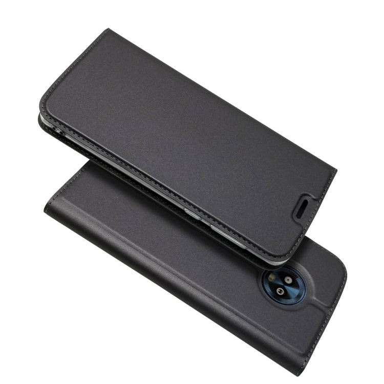 Electric Pressed Plain Texture Ultra-thin Magnetic Suction TPU + PU Leather Case for Motorola Moto G6, with Holder & Card Slot