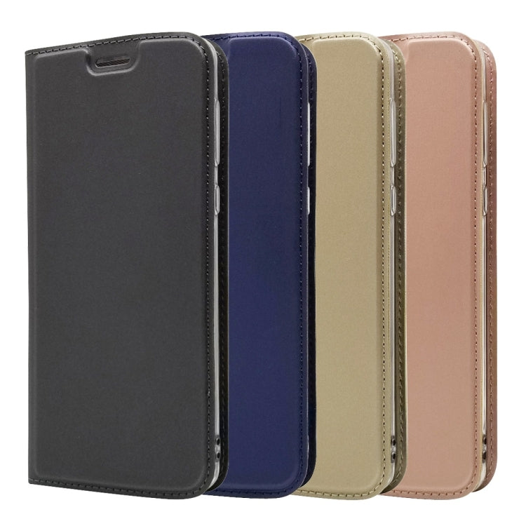Electric Pressed Plain Texture Ultra-thin Magnetic Suction TPU + PU Leather Case for Motorola Moto G6, with Holder & Card Slot