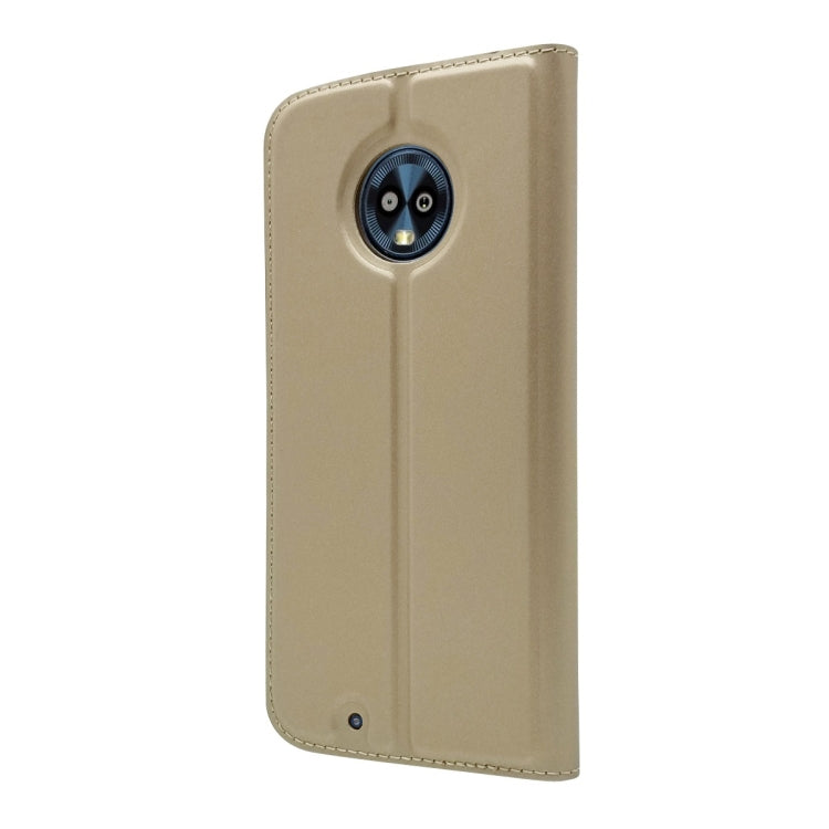 Electric Pressed Plain Texture Ultra-thin Magnetic Suction TPU + PU Leather Case for Motorola Moto G6, with Holder & Card Slot