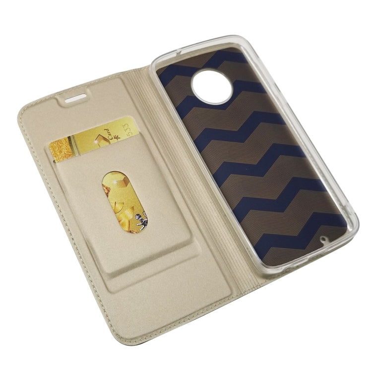Electric Pressed Plain Texture Ultra-thin Magnetic Suction TPU + PU Leather Case for Motorola Moto G6, with Holder & Card Slot