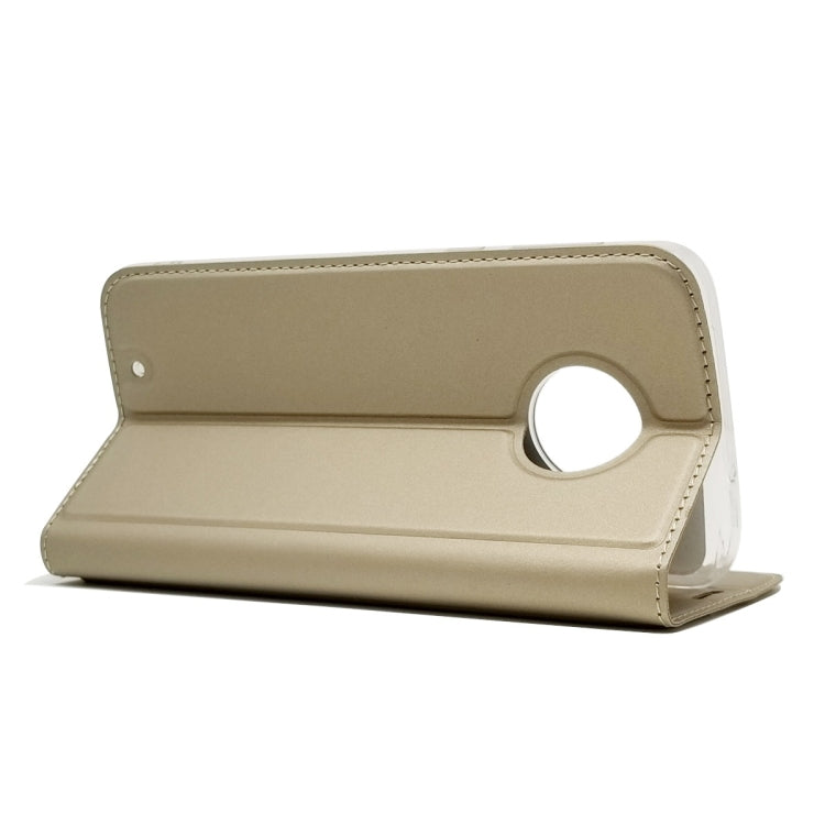 Electric Pressed Plain Texture Ultra-thin Magnetic Suction TPU + PU Leather Case for Motorola Moto G6, with Holder & Card Slot