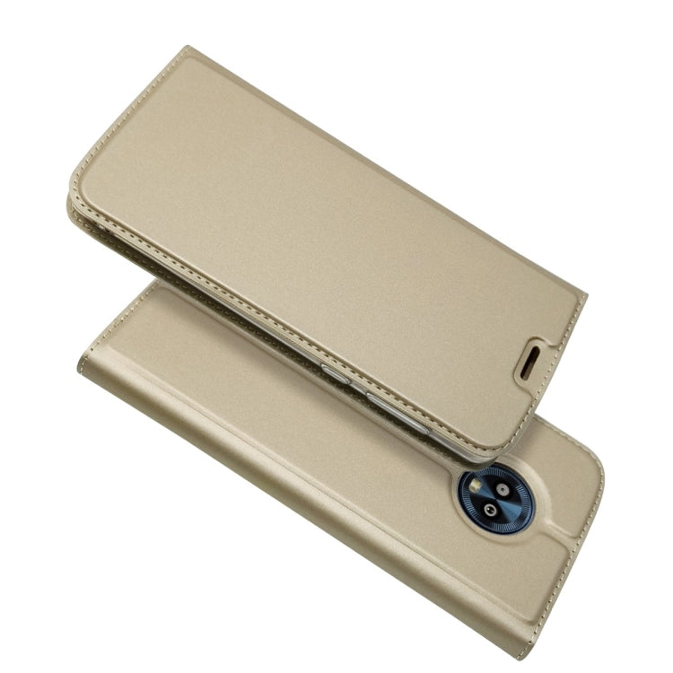 Electric Pressed Plain Texture Ultra-thin Magnetic Suction TPU + PU Leather Case for Motorola Moto G6, with Holder & Card Slot