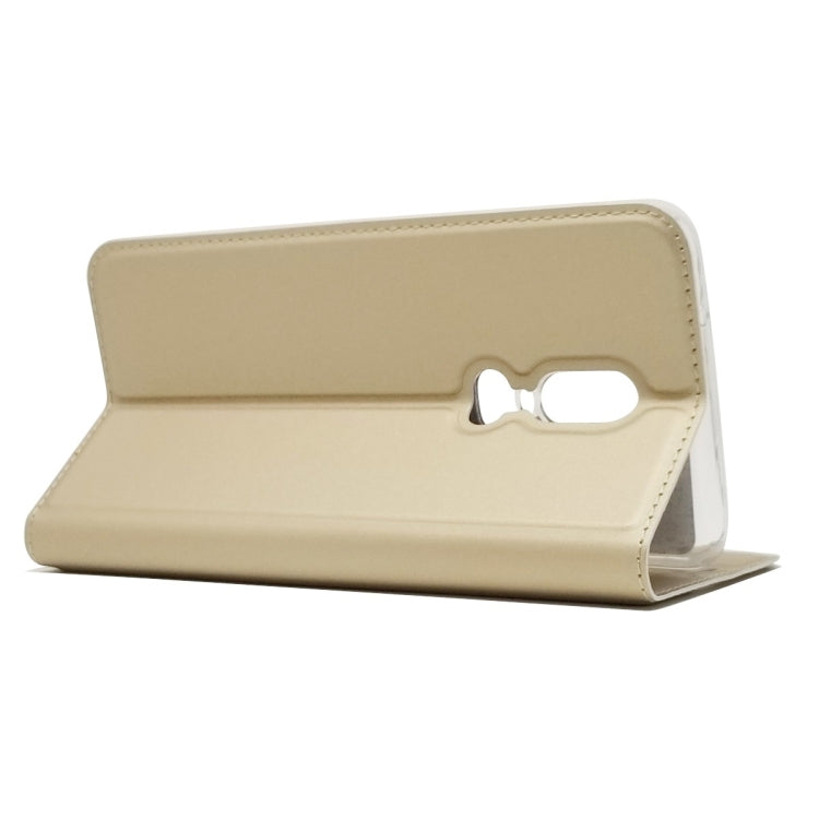 Electric Pressed Plain Texture Ultra-thin Magnetic Suction TPU + PU Leather Case for OnePlus 6, with Holder & Card Slot