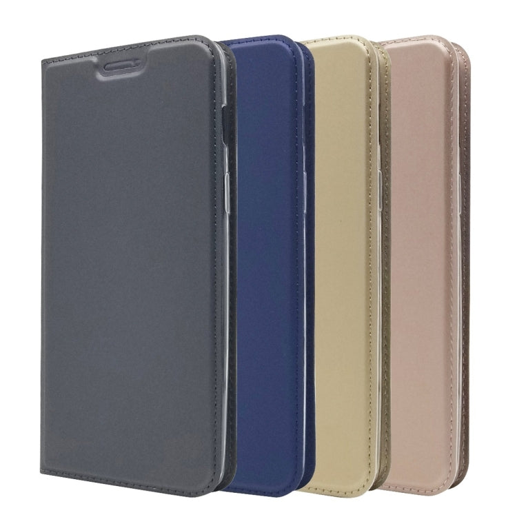 Electric Pressed Plain Texture Ultra-thin Magnetic Suction TPU + PU Leather Case for OnePlus 6, with Holder & Card Slot
