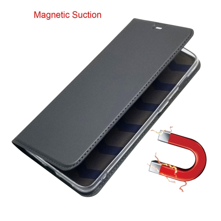 Electric Pressed Plain Texture Ultra-thin Magnetic Suction TPU + PU Leather Case for OnePlus 6T, with Holder & Card Slot