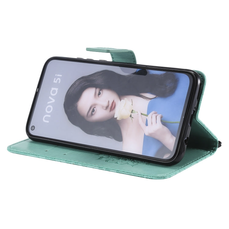 Pressed Printing Sunflower Pattern Horizontal Flip PU Leather Case for Huawei Nova 5i / P20 Lite (2019), with Holder & Card Slots & Wallet & Lanyard