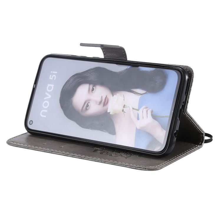 Pressed Printing Sunflower Pattern Horizontal Flip PU Leather Case for Huawei Nova 5i / P20 Lite (2019), with Holder & Card Slots & Wallet & Lanyard