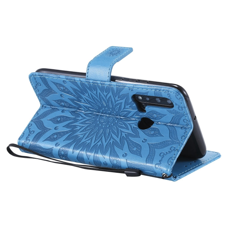 Pressed Printing Sunflower Pattern Horizontal Flip PU Leather Case for Huawei Nova 5i / P20 Lite (2019), with Holder & Card Slots & Wallet & Lanyard