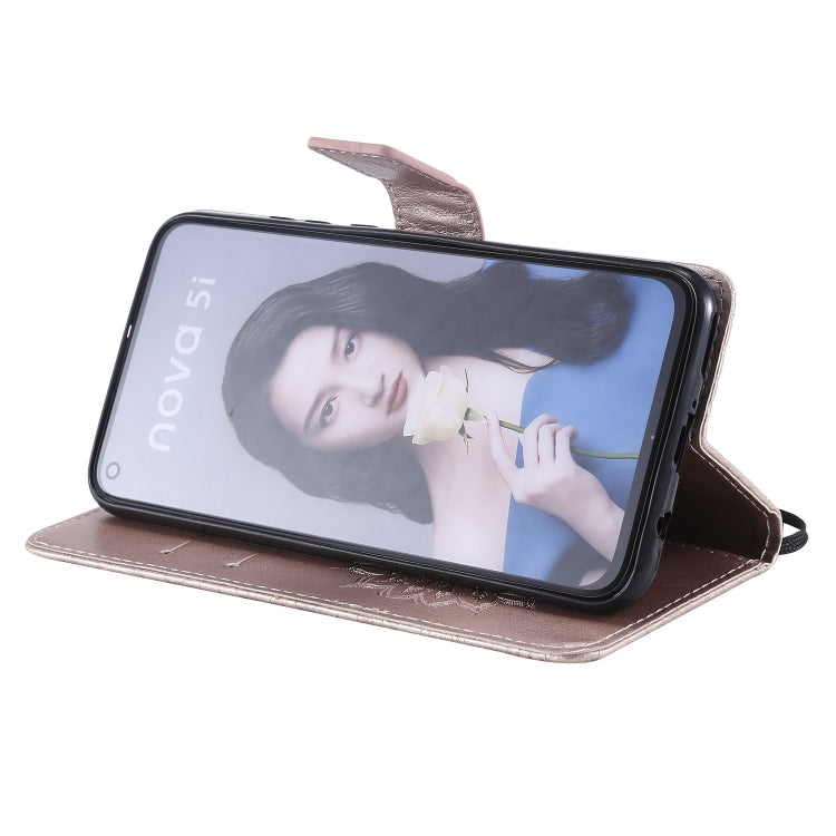 Pressed Printing Sunflower Pattern Horizontal Flip PU Leather Case for Huawei Nova 5i / P20 Lite (2019), with Holder & Card Slots & Wallet & Lanyard