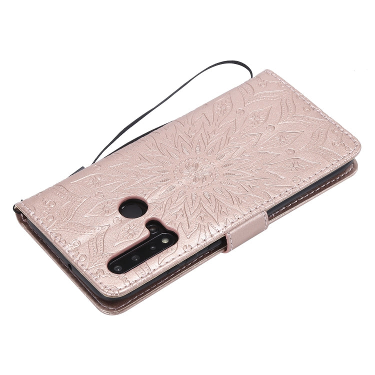 Pressed Printing Sunflower Pattern Horizontal Flip PU Leather Case for Huawei Nova 5i / P20 Lite (2019), with Holder & Card Slots & Wallet & Lanyard