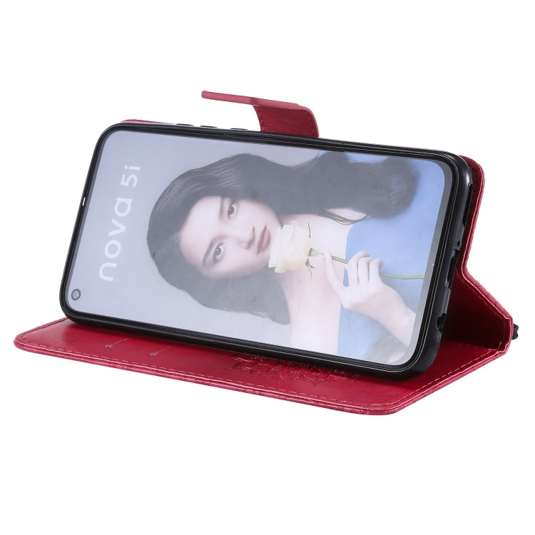 Pressed Printing Sunflower Pattern Horizontal Flip PU Leather Case for Huawei Nova 5i / P20 Lite (2019), with Holder & Card Slots & Wallet & Lanyard