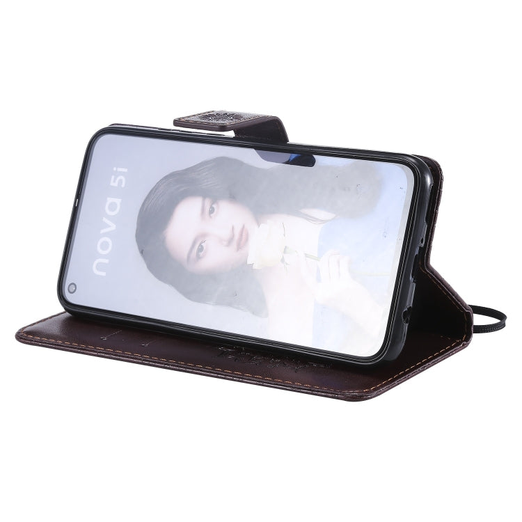 Pressed Printing Sunflower Pattern Horizontal Flip PU Leather Case for Huawei Nova 5i / P20 Lite (2019), with Holder & Card Slots & Wallet & Lanyard