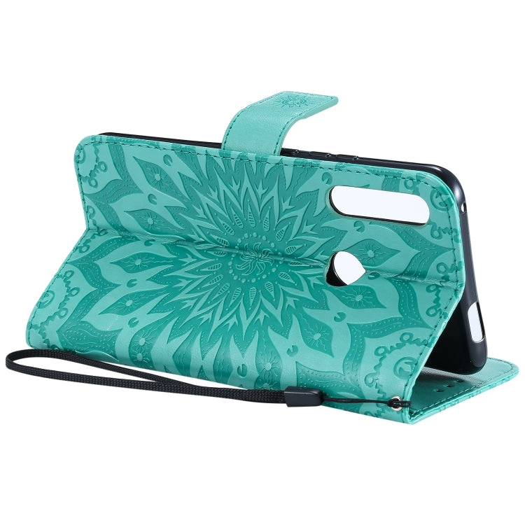 Pressed Printing Sunflower Pattern Horizontal Flip PU Leather Case for Huawei P Smart Z / Y9 Prime (2019), with Holder & Card Slots & Wallet & Lanyard