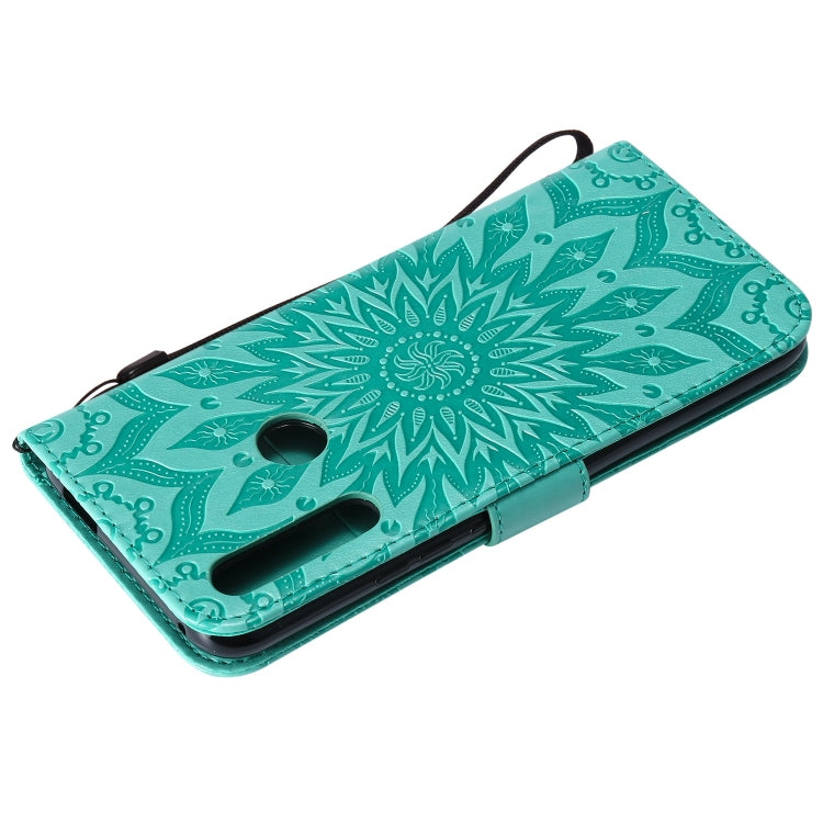 Pressed Printing Sunflower Pattern Horizontal Flip PU Leather Case for Huawei P Smart Z / Y9 Prime (2019), with Holder & Card Slots & Wallet & Lanyard