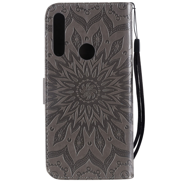 Pressed Printing Sunflower Pattern Horizontal Flip PU Leather Case for Huawei P Smart Z / Y9 Prime (2019), with Holder & Card Slots & Wallet & Lanyard