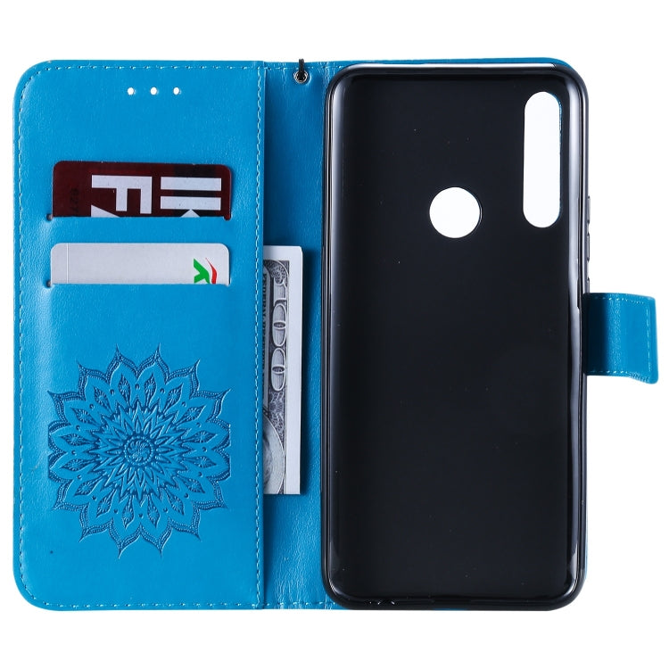 Pressed Printing Sunflower Pattern Horizontal Flip PU Leather Case for Huawei P Smart Z / Y9 Prime (2019), with Holder & Card Slots & Wallet & Lanyard