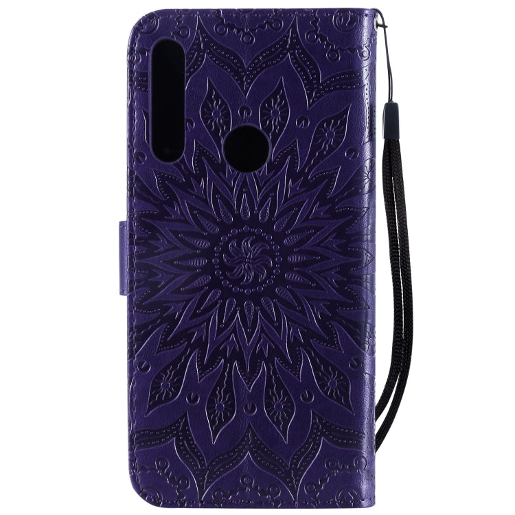 Pressed Printing Sunflower Pattern Horizontal Flip PU Leather Case for Huawei P Smart Z / Y9 Prime (2019), with Holder & Card Slots & Wallet & Lanyard