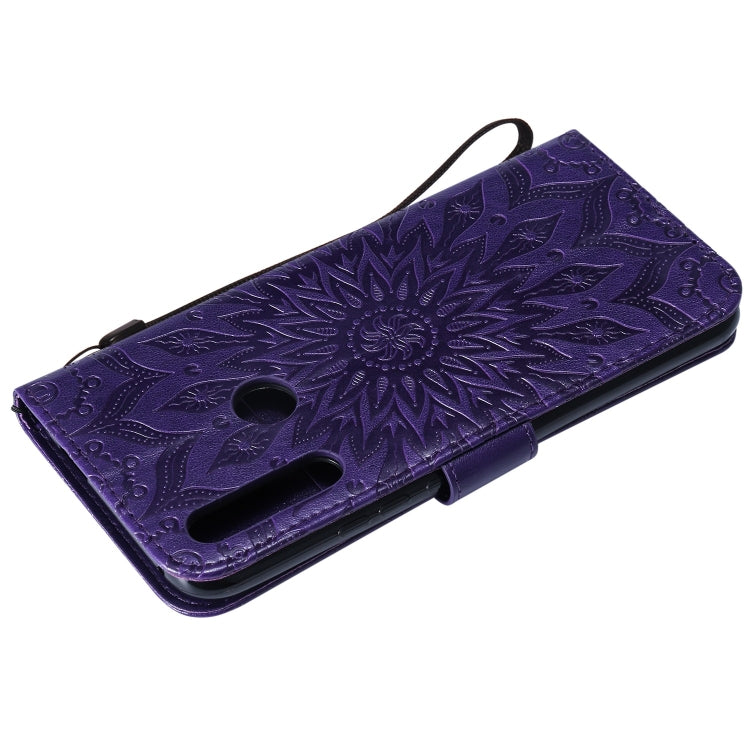 Pressed Printing Sunflower Pattern Horizontal Flip PU Leather Case for Huawei P Smart Z / Y9 Prime (2019), with Holder & Card Slots & Wallet & Lanyard
