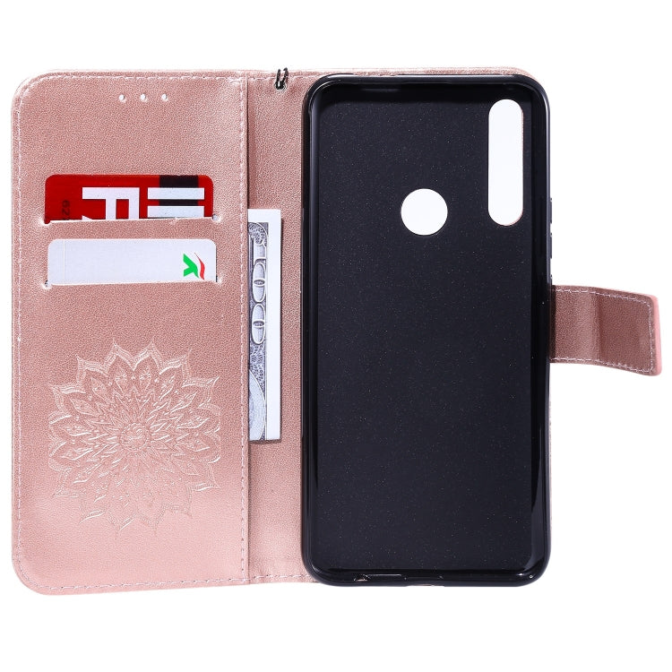 Pressed Printing Sunflower Pattern Horizontal Flip PU Leather Case for Huawei P Smart Z / Y9 Prime (2019), with Holder & Card Slots & Wallet & Lanyard