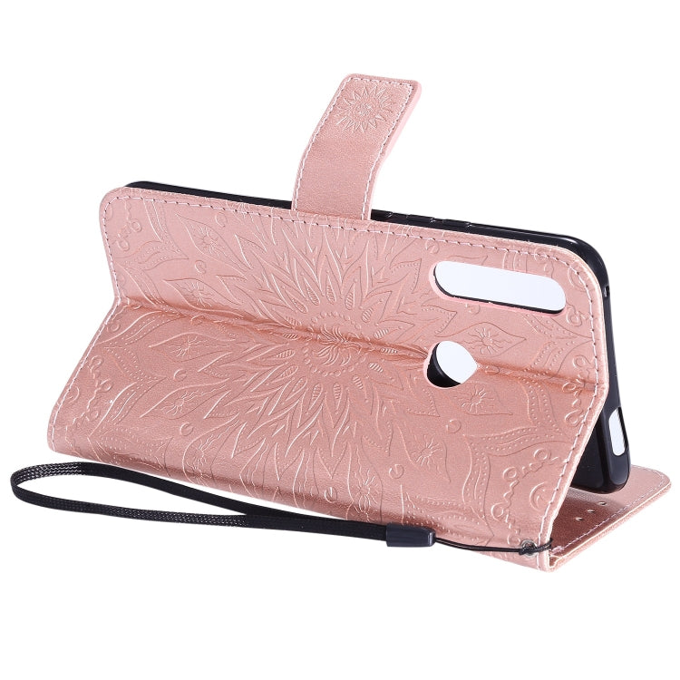 Pressed Printing Sunflower Pattern Horizontal Flip PU Leather Case for Huawei P Smart Z / Y9 Prime (2019), with Holder & Card Slots & Wallet & Lanyard