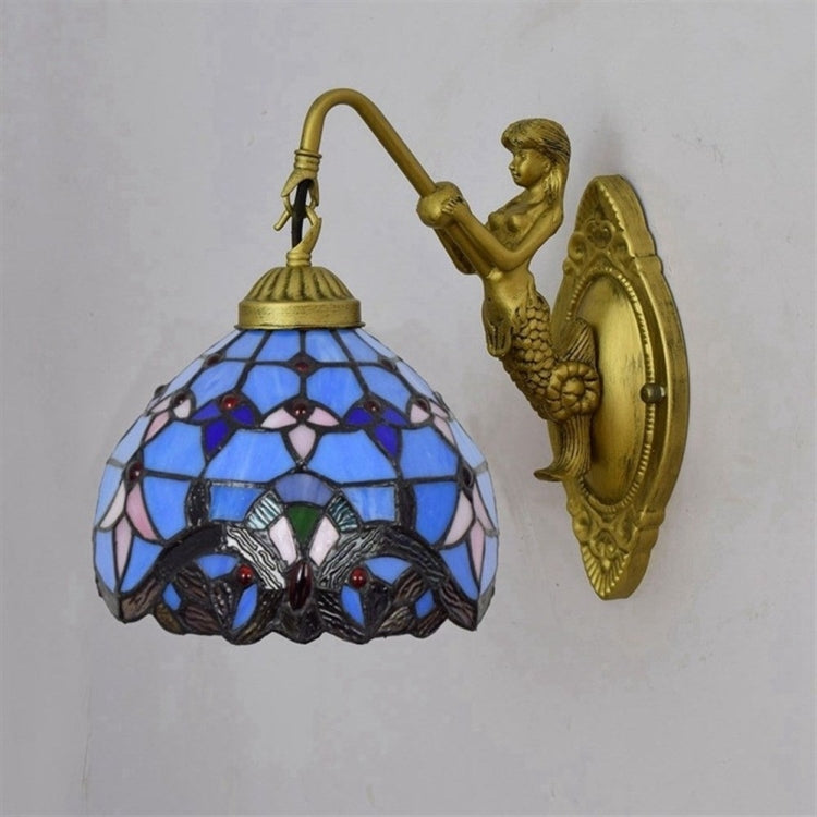 YWXLight Mediterranean Retro Stained Glass Living Room Dining Room Bedro
